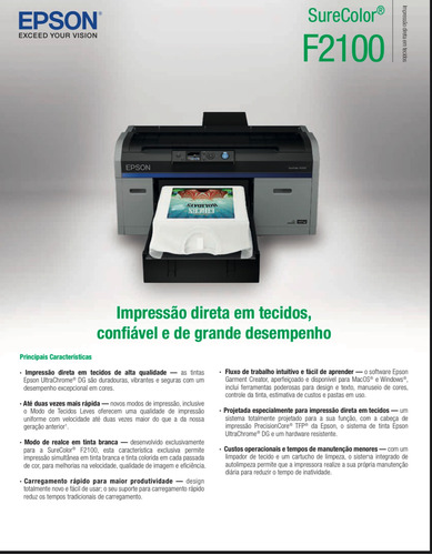 Impressora Epson Surecolor F2100 + Prensa Térmica