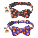 Adoggygo Collar De Gato De Halloween Con Campana De Lazo, Pa