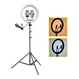 Kit Ring Light 30cm Led Cl-12 +2 Suportes De Celular+tripé 