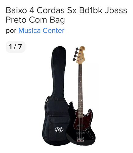 Contra-baixo Sx Bd1bk Jazz Bass Preto Com Bag + Amplif. 35w 