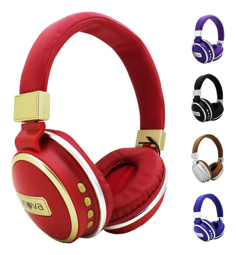 Fone De Ouvido Bluetooth Sem Fio Headphone Anti-ruído Stereo Cor Vermelho