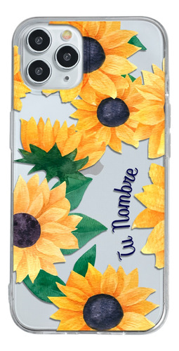 Funda Para iPhone Para Mujer Girasoles Con Tu Nombres