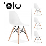 Sillas Eames Kit 4pz Para Cocina Minimalista Moderna Olu Color De La Estructura De La Silla Madera Color Del Asiento Blanco Diseño De La Tela Polopropileno