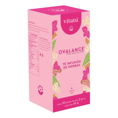 Vitatú | Té Ovalance, Infusión de hierbas diseñado para mujeres con Hierbabuena, Canela, Jengibre, Cúrcuma. Cajita con 30 bolsitas de té de 2g c\u002Fu | Meses sin interés