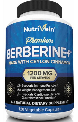 Berberine 1200mg (120 Cápsulas) Regulación De La Glucosa