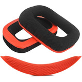 Almohadillas + Vincha Para Logitech G35 G231 G930 G430 Rojo