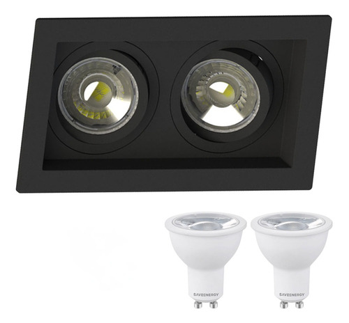 Spot Duplo Embutir Quadrado Recuado Mr16 Gu10 + Led 7w