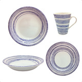 Juego De Platos X24 Piezas Ceramica Playo Hondo Postre Tazas