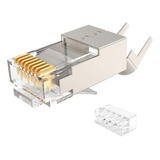 Aucas Paquete De 50 Conectores Cat7 Rj45 De Metal Blindado .