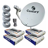 Kit Antena Parabólica Century 60cm C/ 4 Midiabox Ku 5g