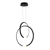 Lustre Luminaria Pendente Moderno Led 45w Circulo Bola 43x33 Cor Preto