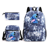 Conjunto De Tres Piezas Anime Stitch Mochila Para Niños