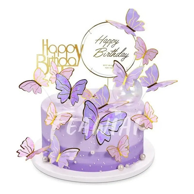 Decoración Toppers Tridimensional Mariposa 22 Piezas Pastel Feawiai 22pzs