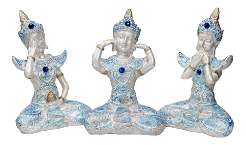 Trio De Budas Hindu Sidarta Cego Surdo Mudo Estátuas Enfeite