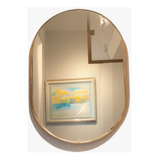 Espelho Oval Com Moldura Dourada Ouro, Decorativo Tendência 