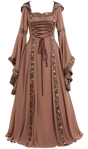 Vestido Largo Con Cordones Para Mujer, Retro Y Medieval