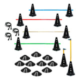 10 Cones Furados C/ 5 Barreiras + 10 Pratos + 03 Corda De Pular - Treinamento Funcional