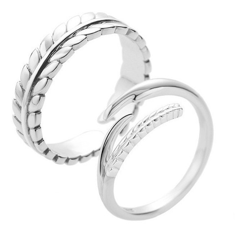 Par Anillos Duo Promesa Plata 925 Amor Parejas Entrelazados