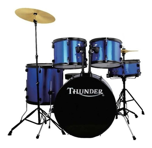 Bateria Acustica Completa Thunder Con Fierros Y Platillos