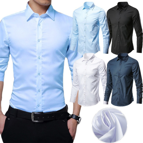 Camisa Slim Fit Strech Calidad Moda Casual Formal Lisa