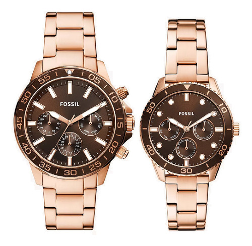 Pareja De Relojes Fossil Bq2827set Oro Rosa Para El Y Ella