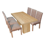 Juego Comedor Mesa Rectangular Db 160x80 + 6 Sillas Chenille