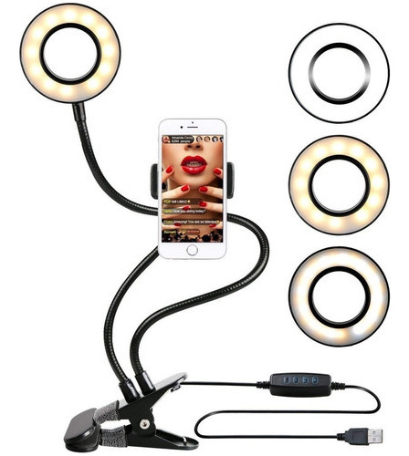 Kit 2en1 Aro Luz Fotografia Led Selfie Soporte