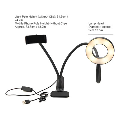 Lámpara De Maquillaje Anillo De Luz Led Soporte Flexible Color de la estructura Negro | MercadoLibre