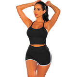 Conjunto Short E Cropped Fitness De Malhar Academia Alcinha