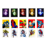 Kit  De 5 Cuadros O Placas Decorativ   Super Heroes  Avenger