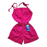 Jardineira Jeans Feminina Infantil Macaquinho Curto.