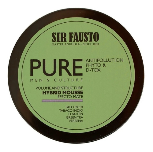 Sir Fausto Pure Hybrid Mousse Cera Detox Volumen Mate 100ml