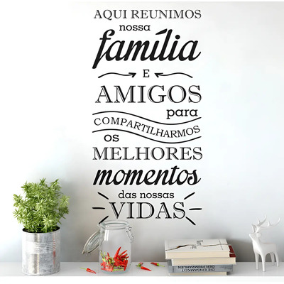 Adesivo Parede Aqui Reunimos Nossa Família E Amigos Cor Preto