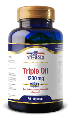 Triple Oil 3-6-9 1200mg 60 Cápsulas Ômega 3-6-9 Importado 