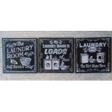 Cuadros Para Lavandería Laundry Room, (3pz )23x23 Pizarra
