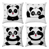 Kit Capas Almofadas Decorativas Panda Feliz 45x45 - Id Decor