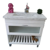 Vanitory Laqueado 80 Cm Con Mesada Carrara Lujo Patas Pvc!