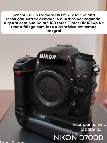 Câmera Nikon D7000 + Grip Com 2 Bat - 38m Cliques