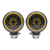 Par Faros Auxiliares 4 Leds Fijo Estrobo Arillo Cob Amarillo