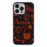 Case Funda Para Celular Witch Bruja Magia Figuras Naranja