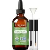 Cliganic Aceite De Ricino Organico, 100% Puro (2oz Con Kit D