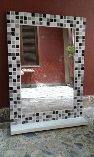 Espejo Venecitas. 50x70 +estante En Blanco. Decoracion Baño.