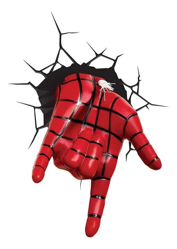 Lámpara 3d Led Mano Spiderman Hombre Araña Marvel Para Pared
