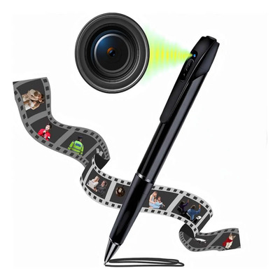 Bolígrafo Espía Cámara Oculta 1080p, Mini Cámara Portátil Negro