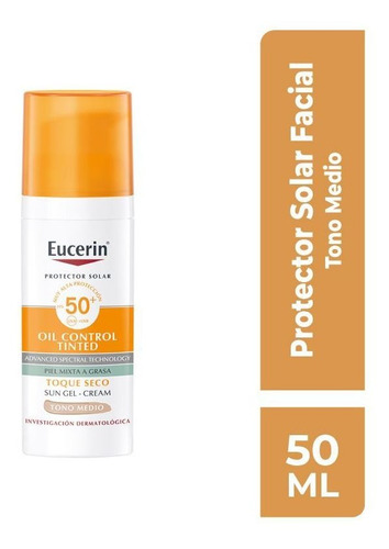 Eucerin Sun Gel Crema Toque Seco Tono Medio Spf50+ De X 50ml