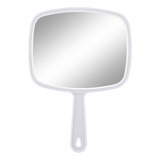 Espelho De Mão C/ Cabo Plastico De Pendurar Branco Barbeiro