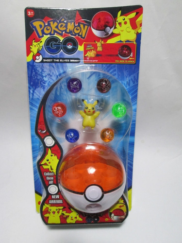 Pokebola Lanzadora + 6 Pokebolas + Muñeco Pokemon Pikachu