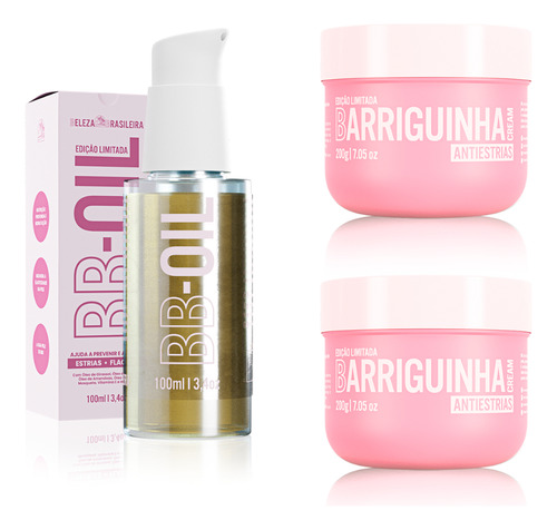  Bb Oil Óleo 100ml + 2 Barriguinha Antiestrias 200g + Necessa