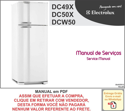 Manual De Serviço Refrigerador Electrolux  Dc49x/dc50x/dcw50