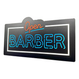 Letreiro Luminoso Open Barber - Decoração Barbearia